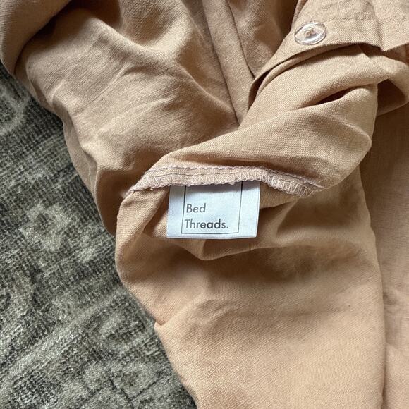 Bed Thread 100% Washed Linen Duvet Cover Faded Orange Neutral Full/Queen 80x90" - Picture 5 of 6